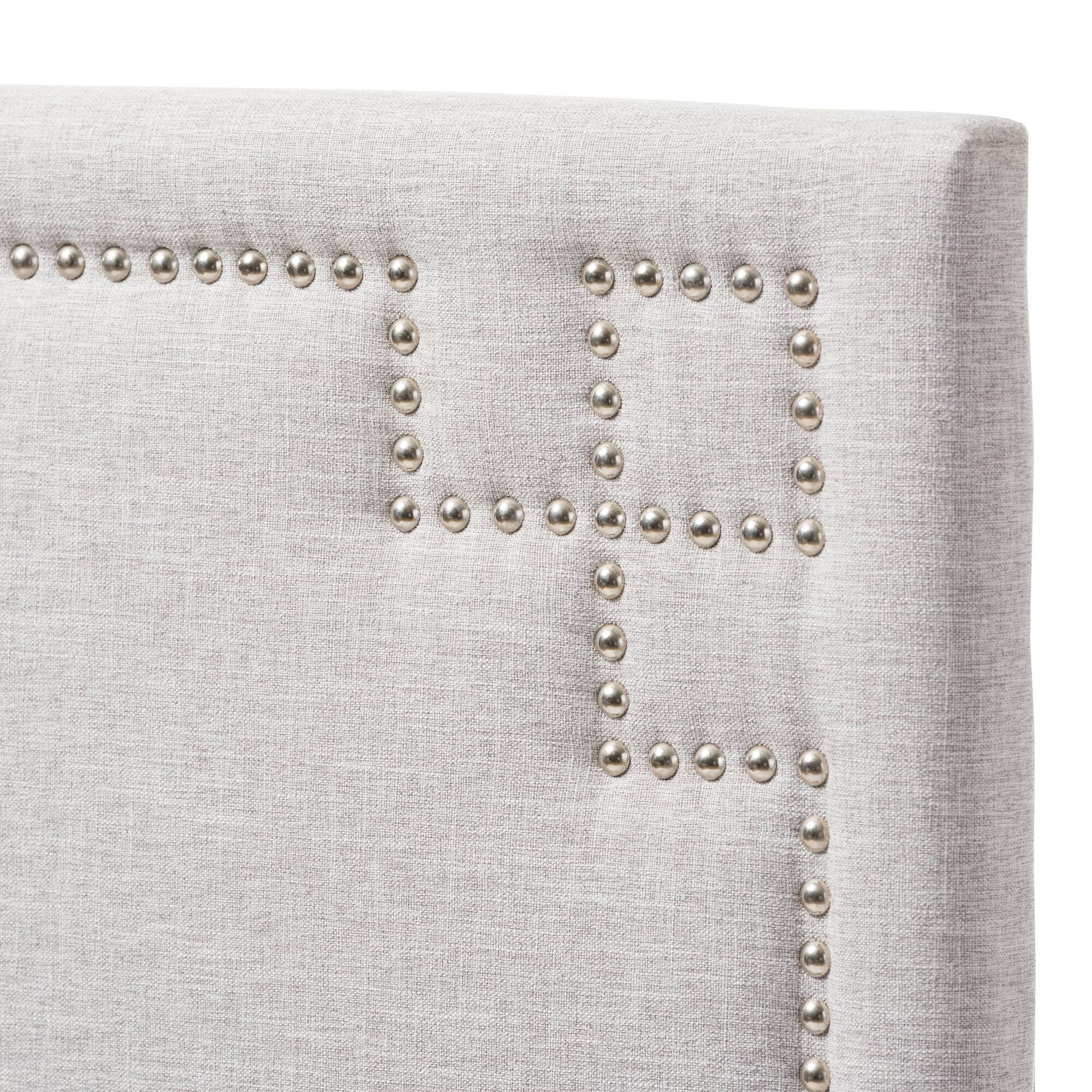 Left. Baxton Studio - Geneva Modern and Contemporary Fabric Upholstered Twin Size Headboard - Greyish Beige.