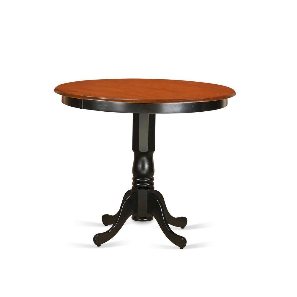 Left. FurniFact - Elegant High Top Table and Chairs – 3 Piece Dining Table Set - Black & Cherry.