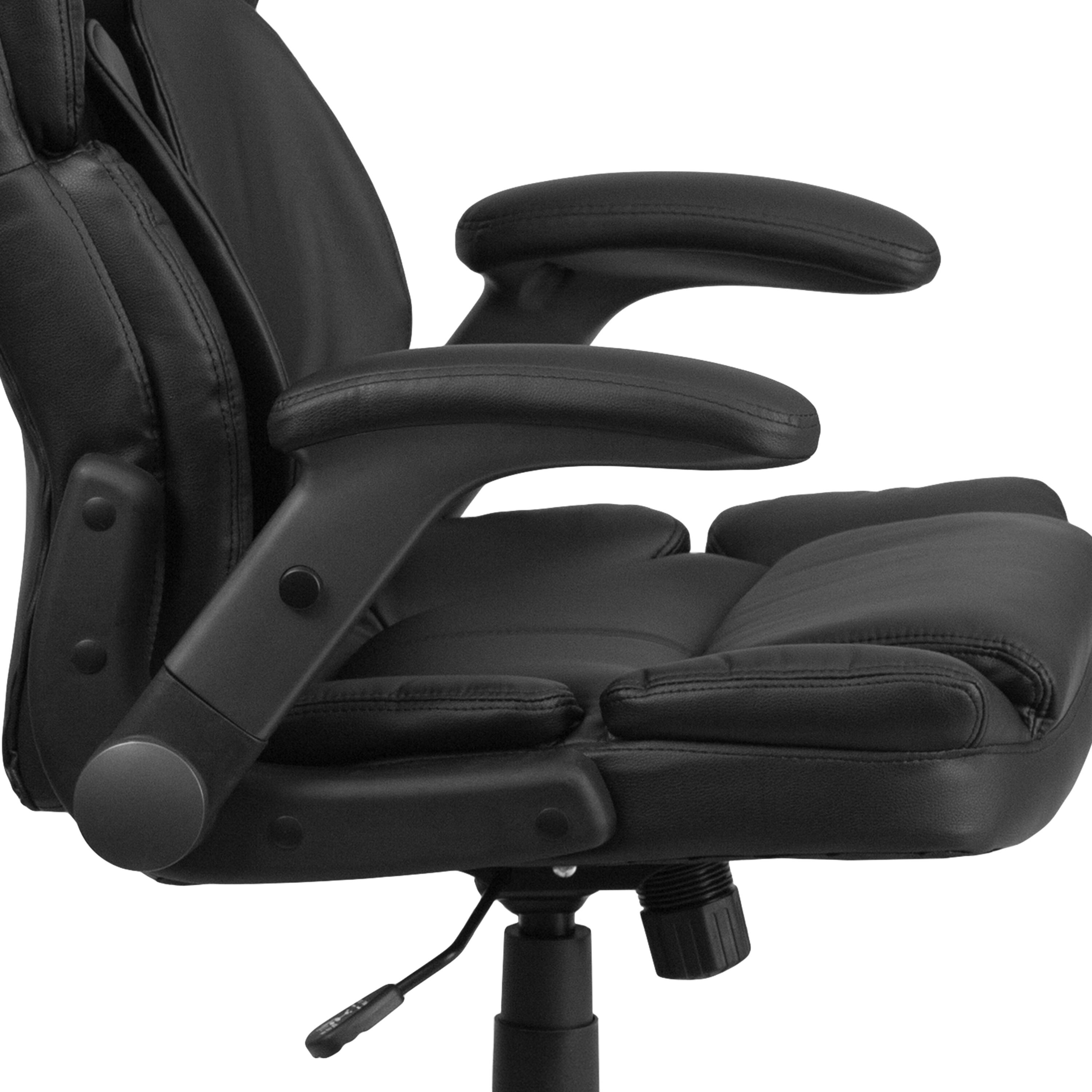 Alt View 9. Emma + Oliver - Extreme Comfort High Back Leather Executive Swivel Ergonomic Office Chair with Flip-Up Arms - Black.