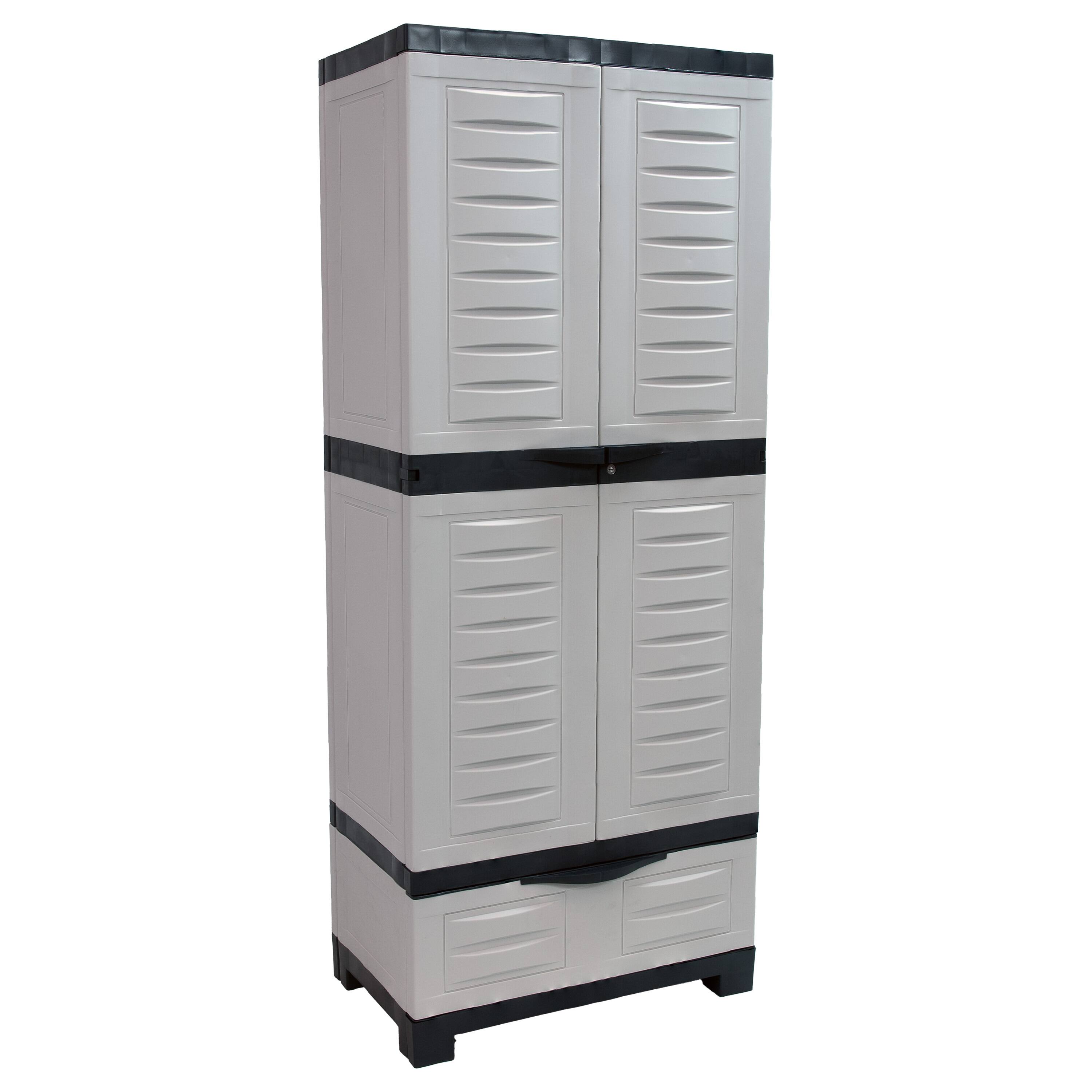 Sunnydaze - Lockable Storage Cabinet with 3 Adjustable Shelves - Gray