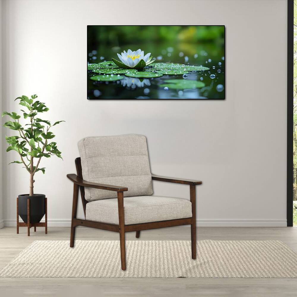 Front. Hivvago - Living Room Armchair with Solid Rubber Wood Frame and Armrests - Brown.