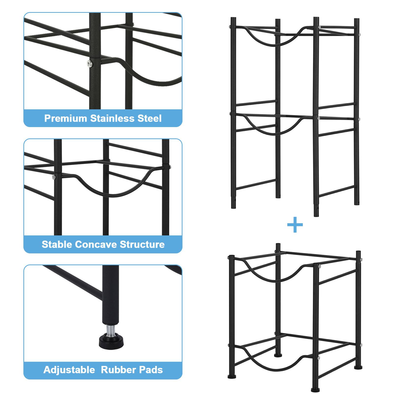 Premium Stainless Steel + Stable Concave Structure + Adjustable Rubber Pads