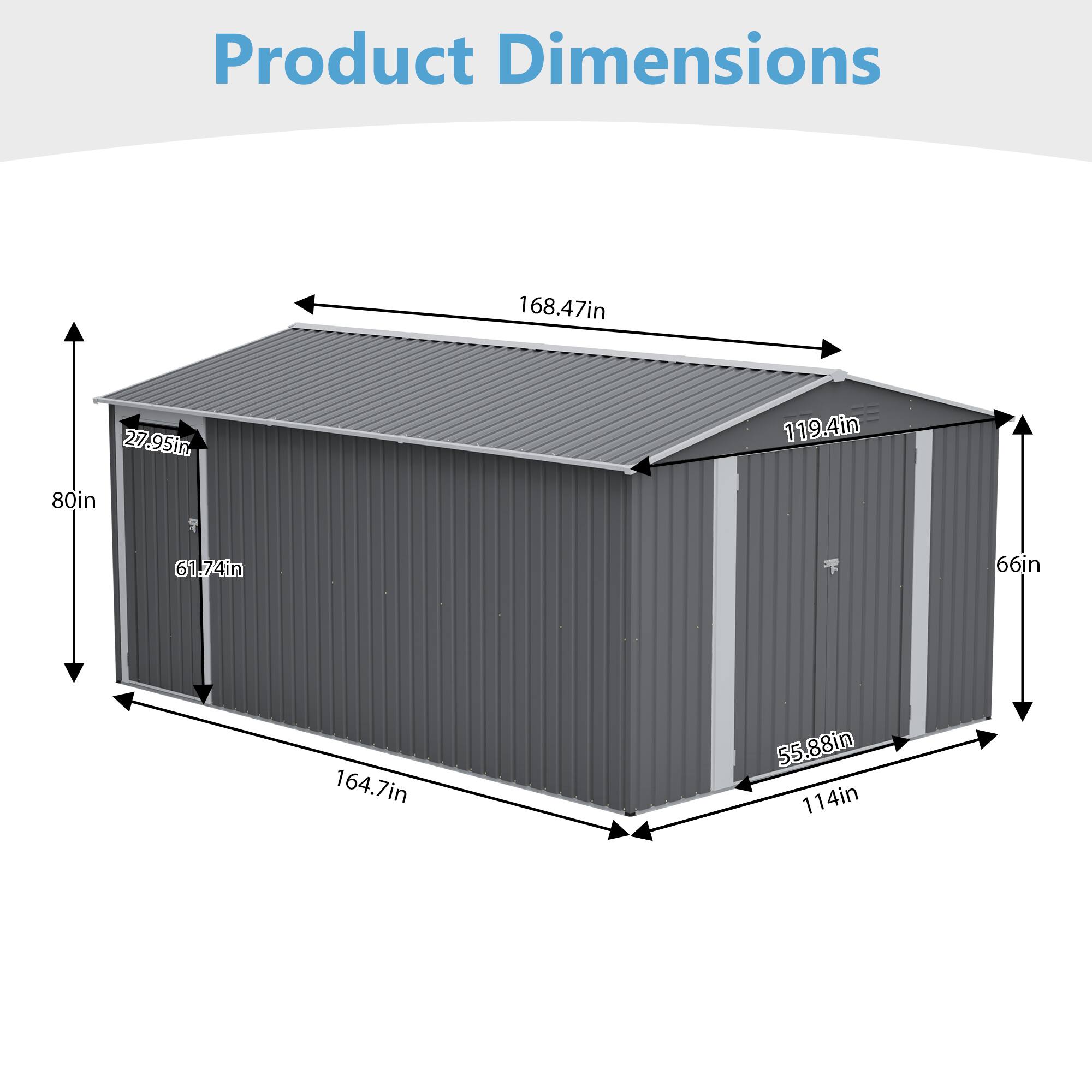 Product Dimensions: 168.47in x 27.95in x 119.4in x 80in x 61.74in x 66in x 164.7in x 55.88in x 114in