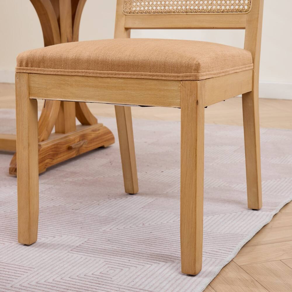 Alt View 9. Loheer - Loheer Rattan Dining Chairs Set of 2 Farmhouse Kitchen Chairs Tan - Tan.