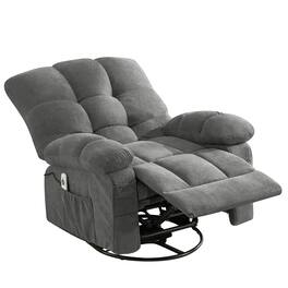 Boyel Living - 350LBS Oversized Massage Swivel Recliner Chair Vibration Heating USB Side Pocket Rocker Sofa - Gray