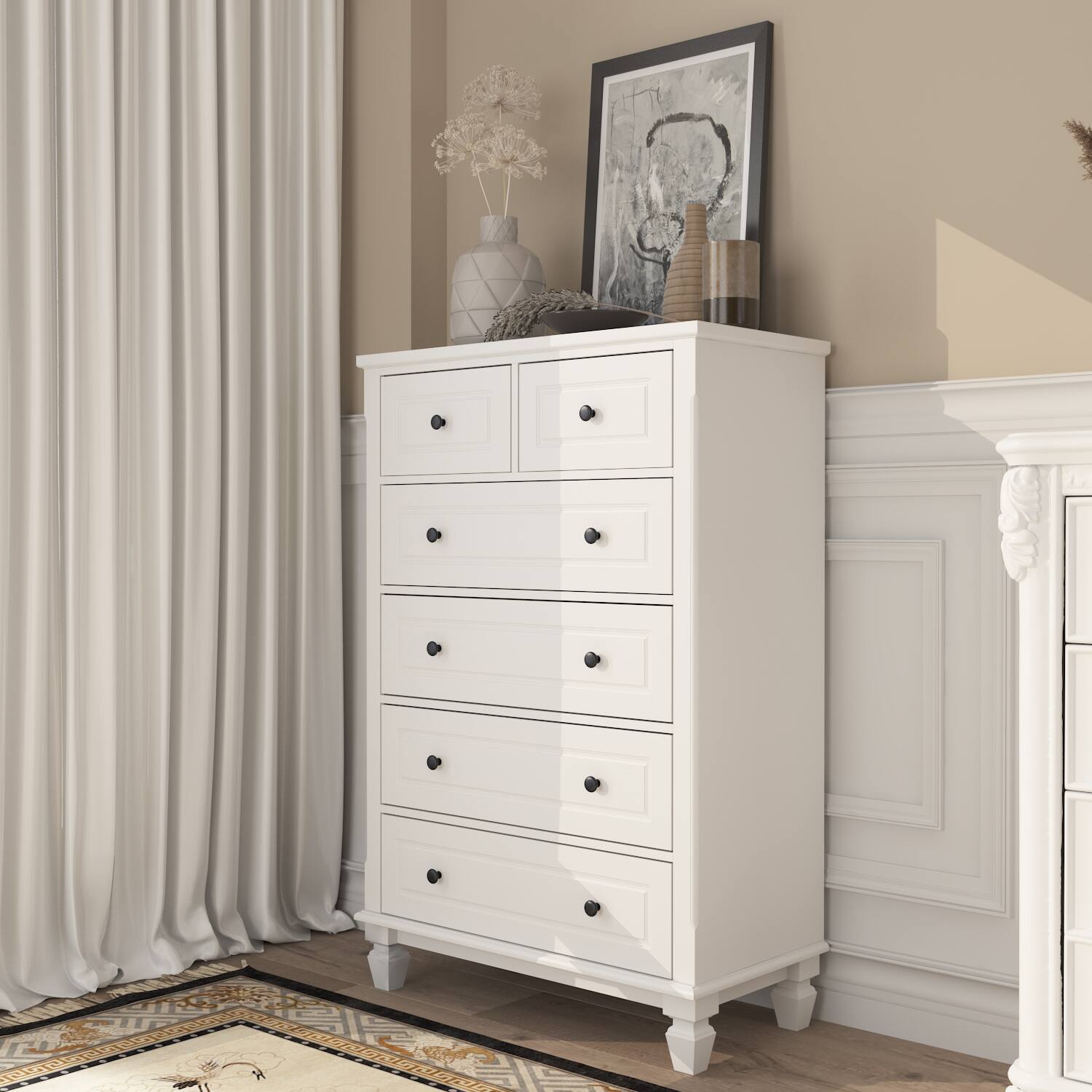 Angle. FUFU&GAGA - FUFU&GAGA Vertical Dresser with Anti - Tip – Multi - Drawer Storage Solution - White.