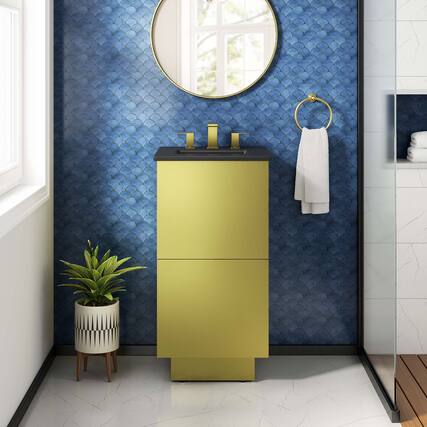 Front. Modway - Quantum Bathroom Vanity Basin Included by Modway - Black Gold.