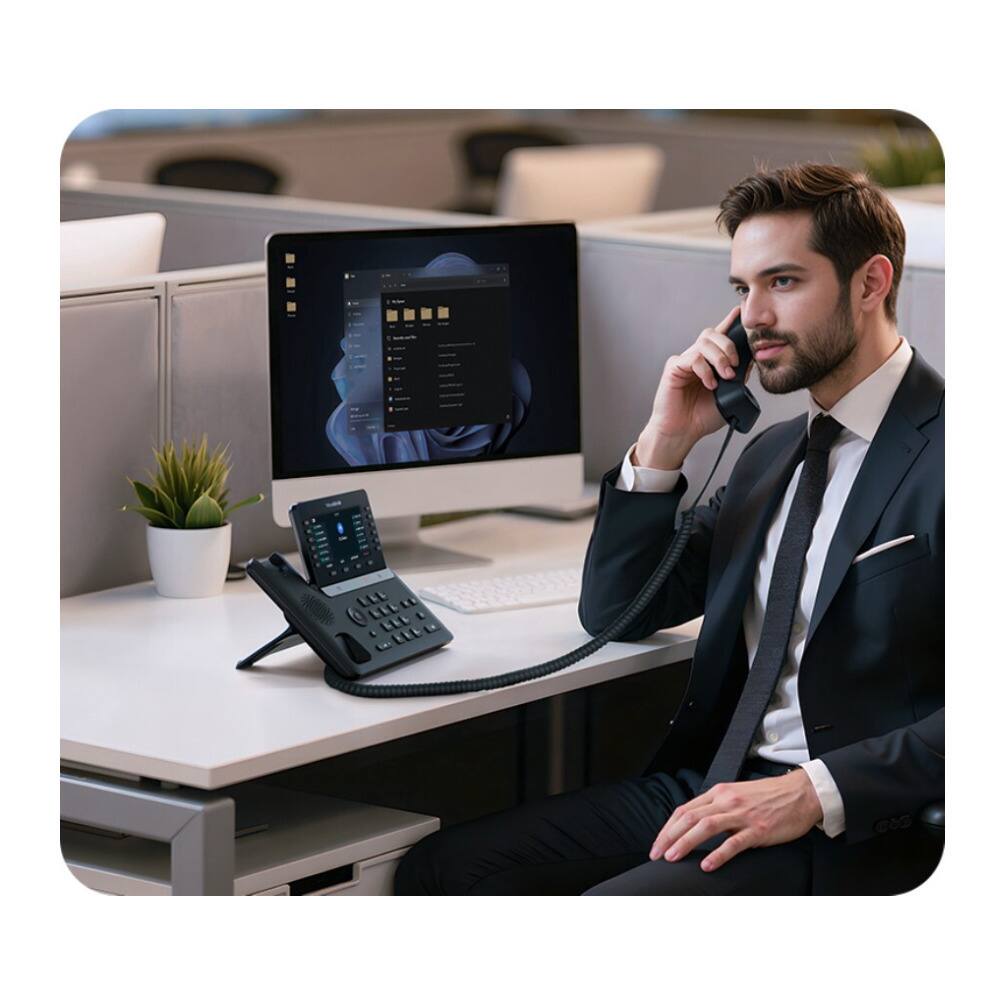 Left. Yealink - SIP-T85W IP Phone - Gray.