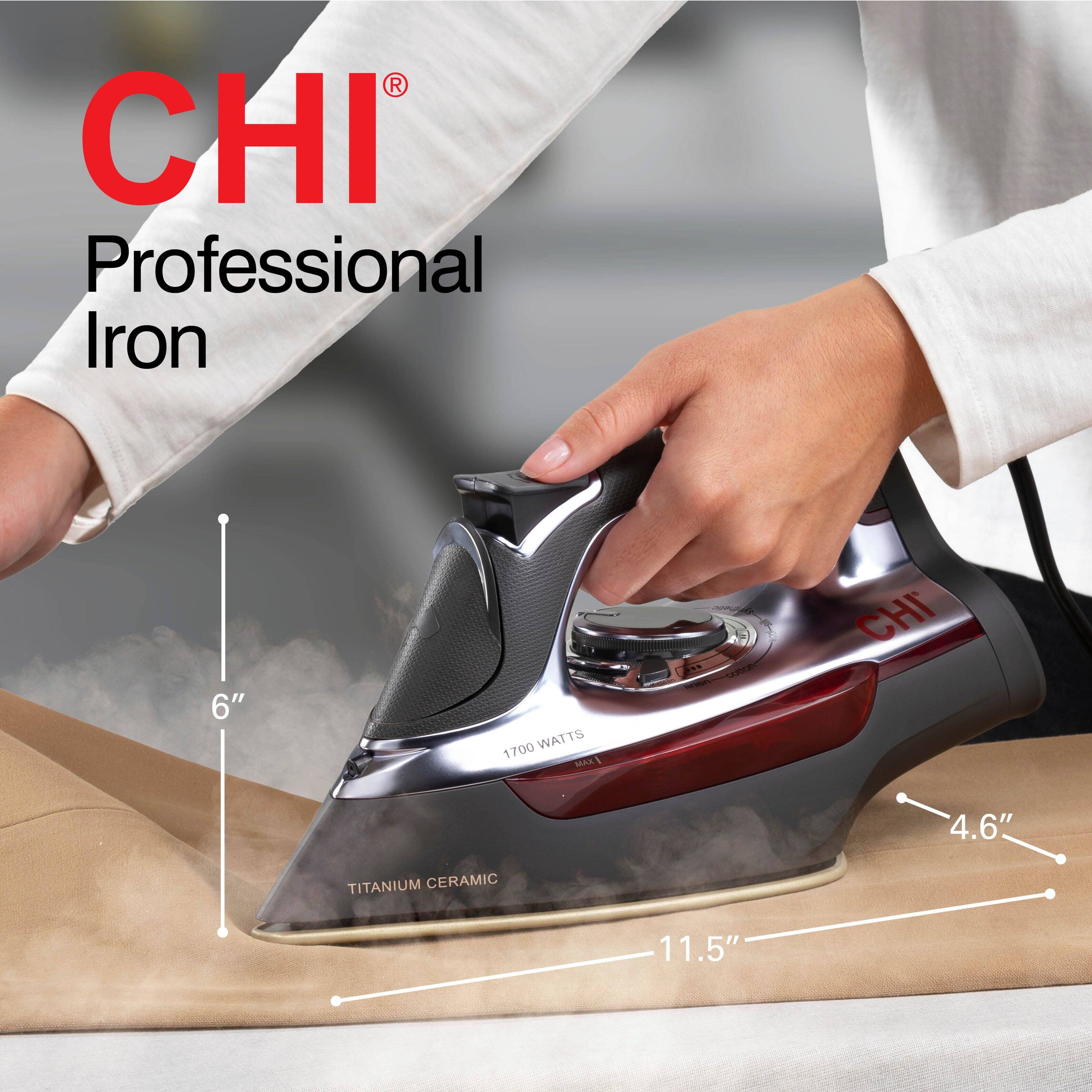 CHI Professional Iron  
6"  
1700 WATTS  
4.6"  
11.5"  
TITANIUM CERAMIC