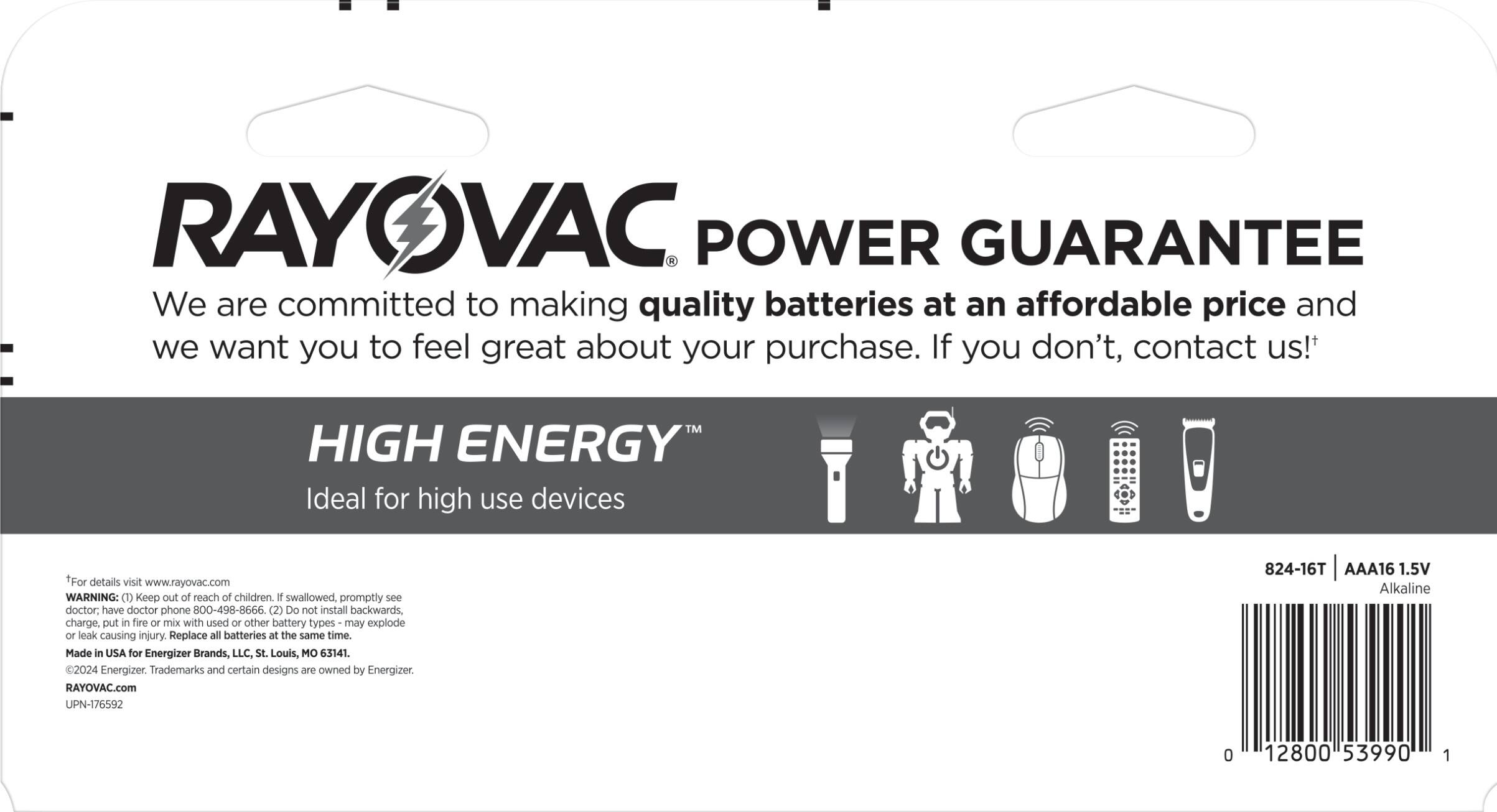 Customer Reviews Rayovac High Energy AAA Batteries (16 Pack), Alkaline