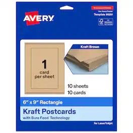 Avery - Printable Postcards, 6" x 9", Kraft 10ct - Brown