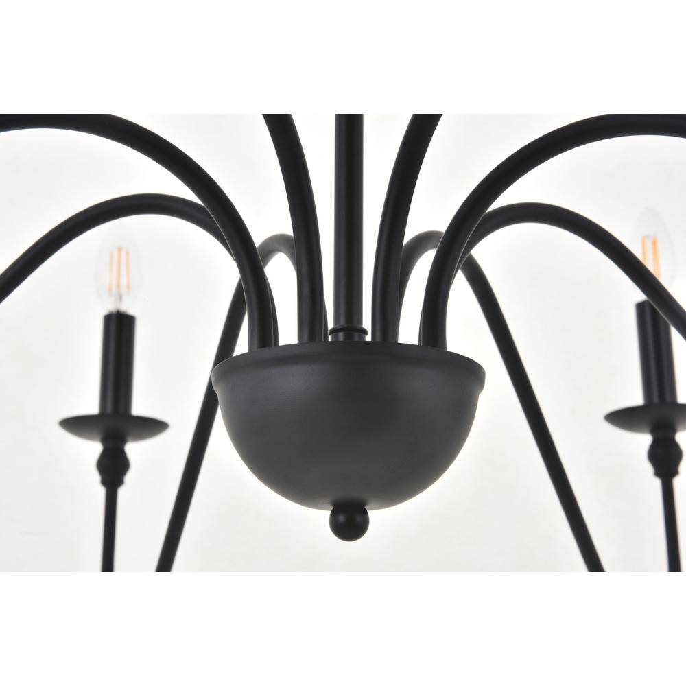 Alt View 2. Living District - Rohan 8 light Matte Black Pendant - Matte Black.