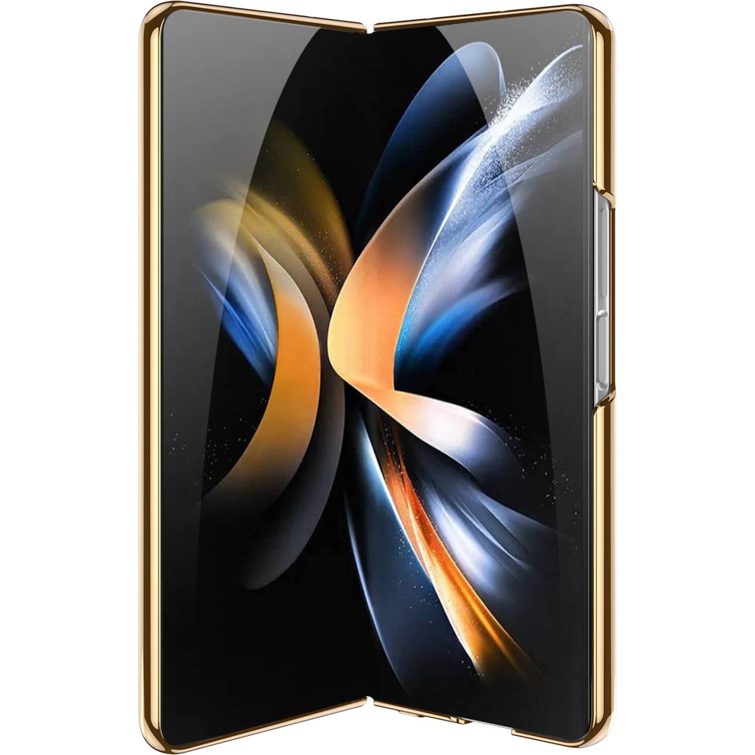 Alt View 12. SaharaCase - Marble Series Case for Samsung Galaxy Z Fold4 - Blue/Gold.