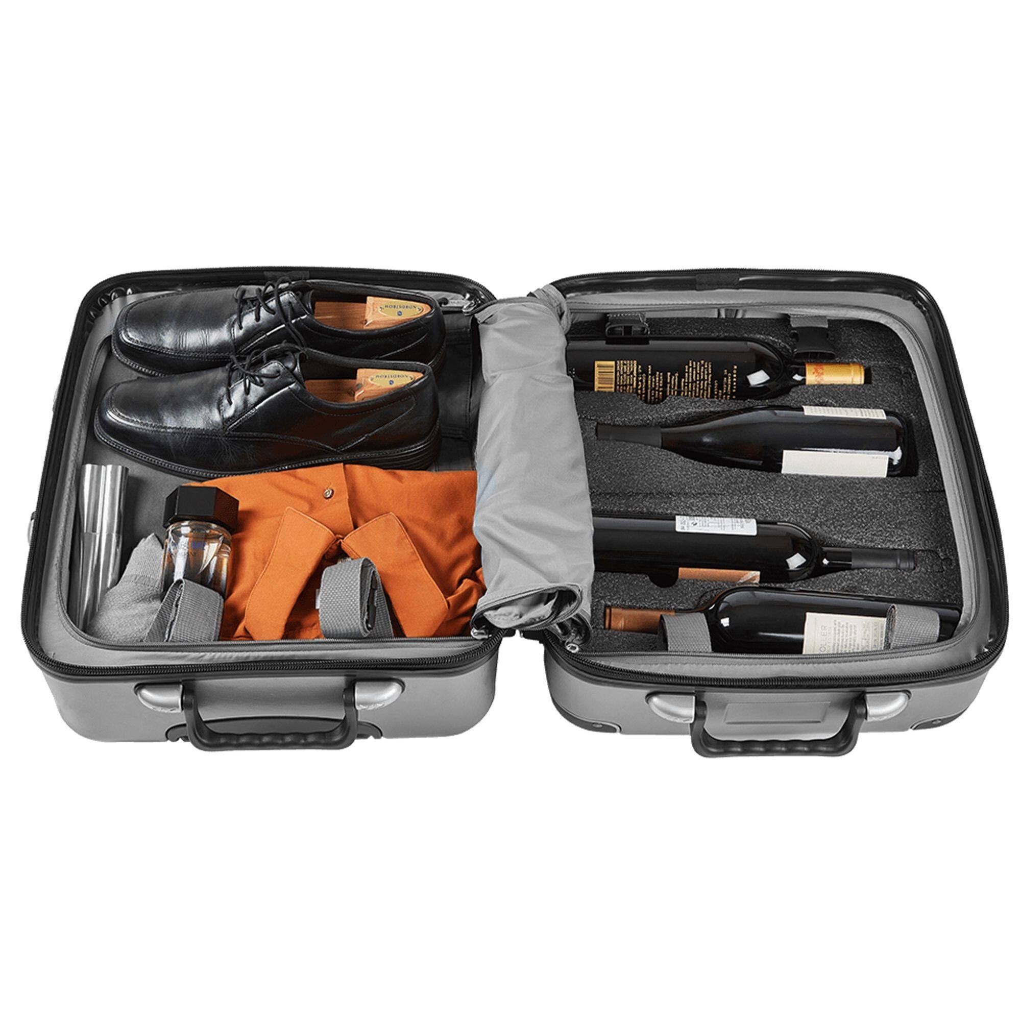 Left. Vingarde Valise - Petite 03 - 8 Bottle Wine Travel Suitcase - Burgundy.
