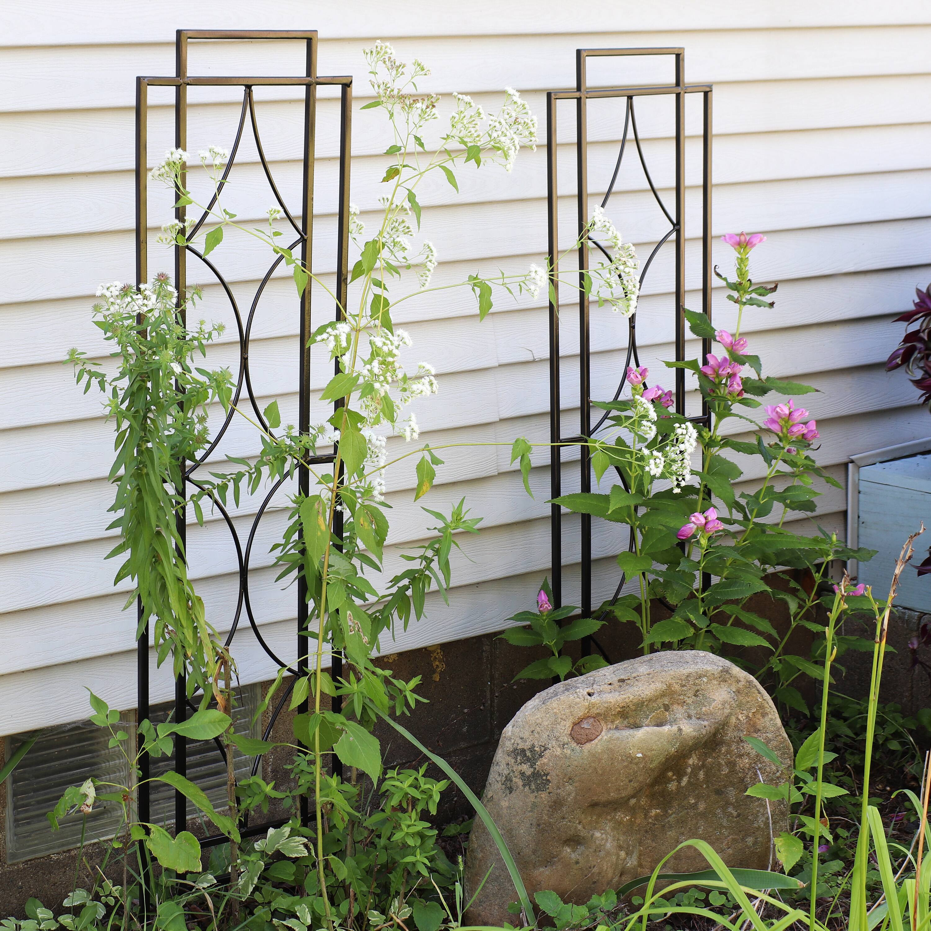Alt View 5. Sunnydaze - Steel Chic Diamonds Garden Trellis - Set of 2 - 48 in - Black.