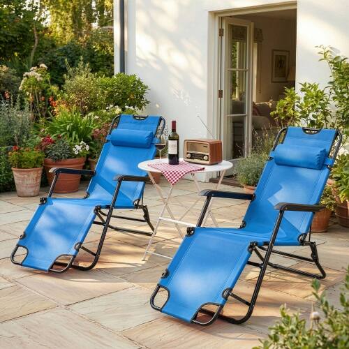 Alt View 8. Winado - Folding Lounge Camping Reclining Chair with Removable Pillow, Potable Zero Gravity Chair for Outdoor Indoor Balconies - Blue.