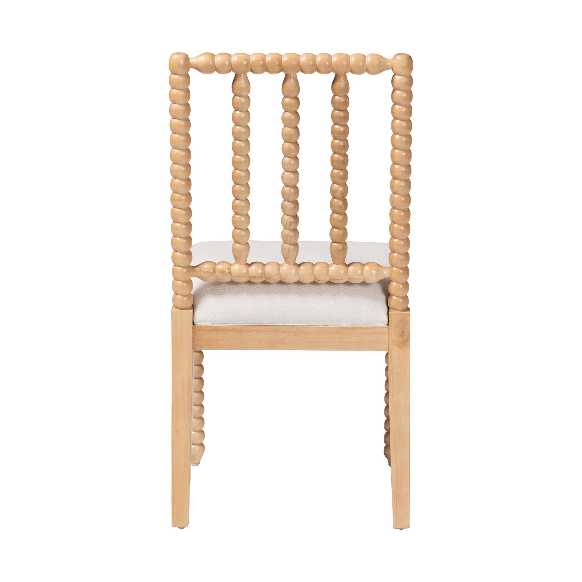 Back. bali & pari - Deya Bobbin Dining Chair - Wood Side Chair with Upholstered Seat and Spindle Backrest - Natural Brown/White.