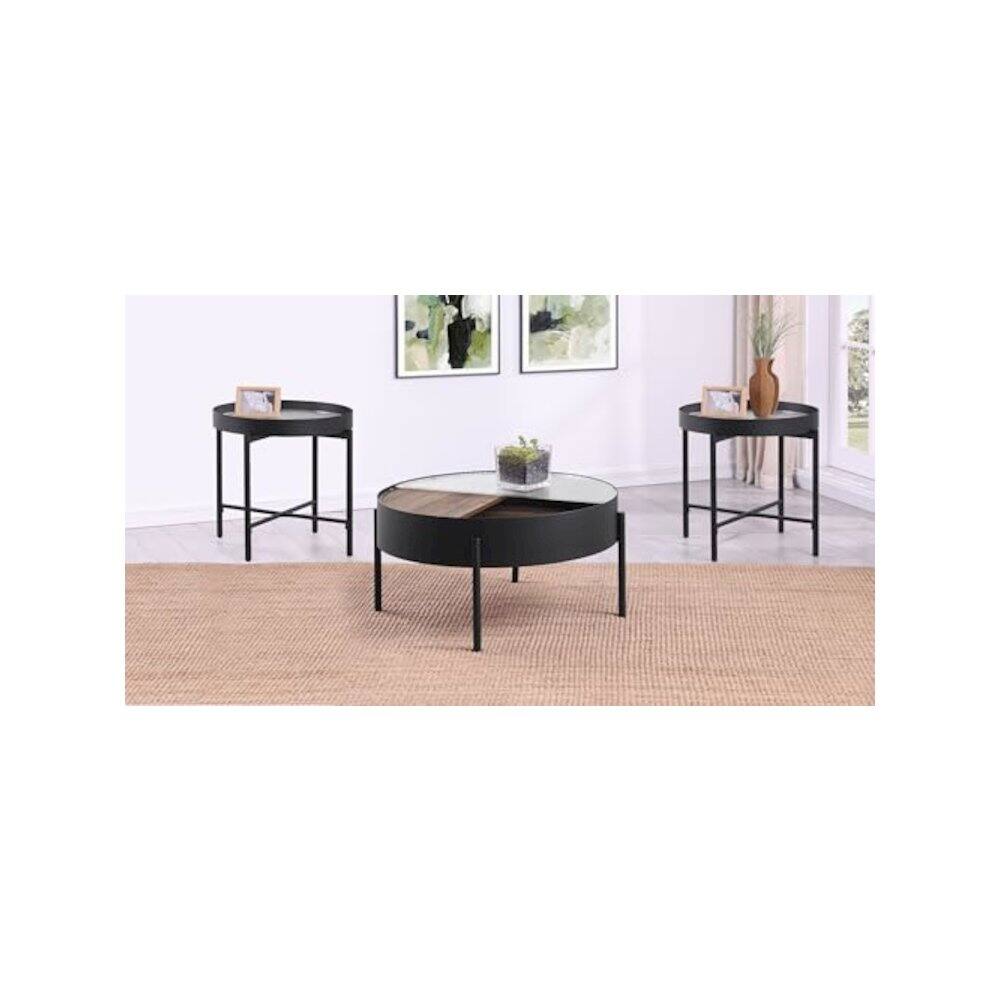 Alt View 8. Coaster Co. of America - Ozella 3-piece Round Coffee and End Table Set Sandy Black - Sandy Black.