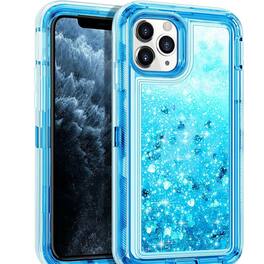 Entronix - iPhone 14 Pro Case - Liquid Glitter Heavy Duty Triple-Layer Protection - Blue