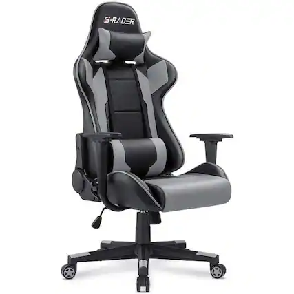 Front. Homall - Ergonomic & Lumbar Support Swivel Gaming Chair - GRAY.