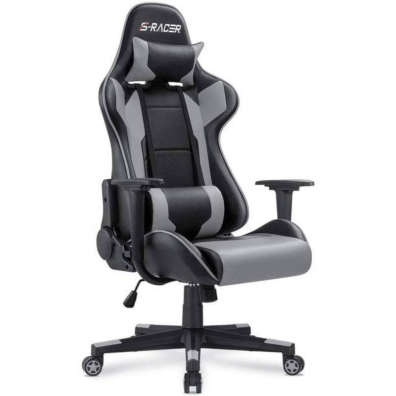 Front. Homall - Ergonomic & Lumbar Support Swivel Gaming Chair - GRAY.
