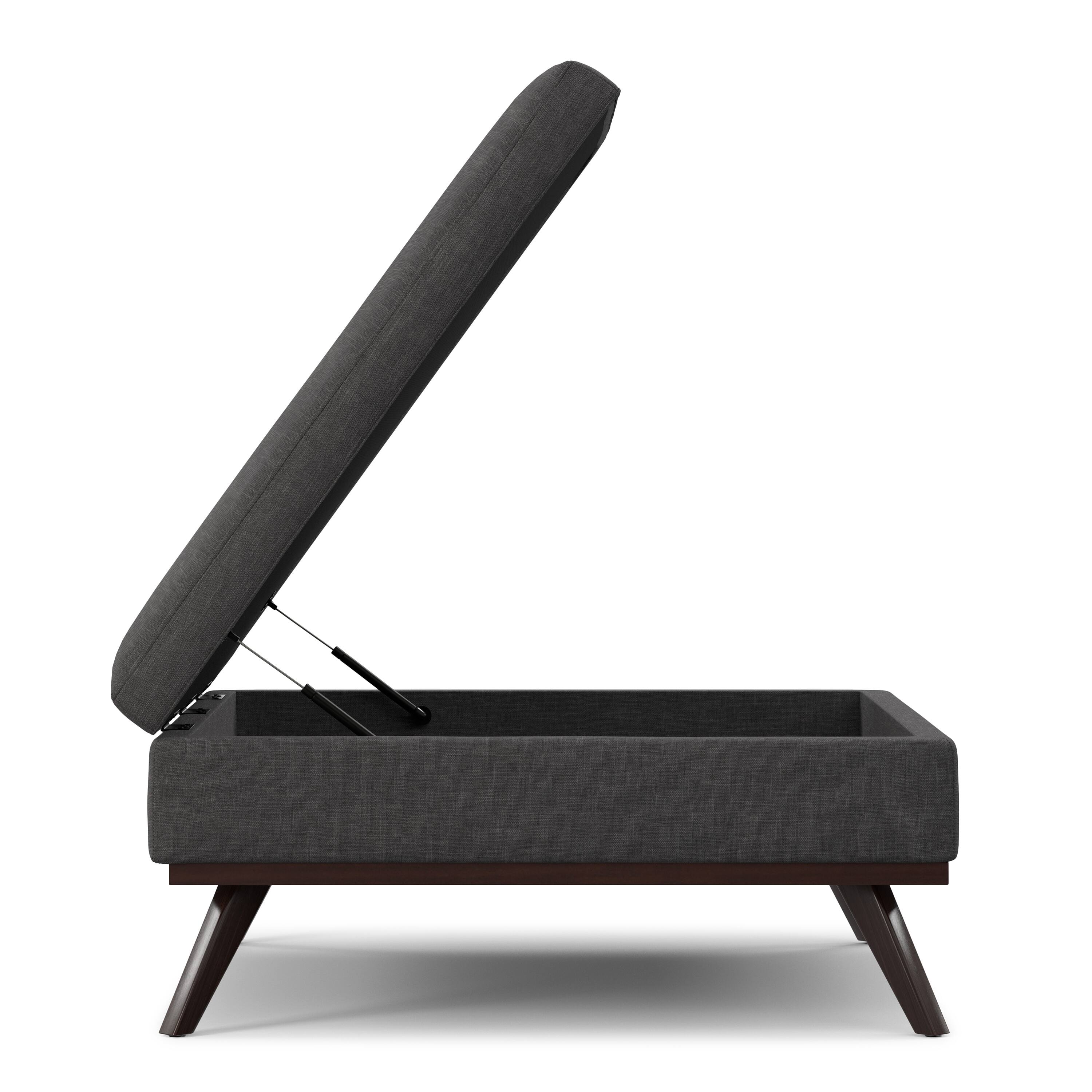 Alt View 2. Simpli Home - Owen 40 inch Wide XL Square Coffee Table Storage Ottoman in Slate Grey Polyester Fabric - Slate Grey.