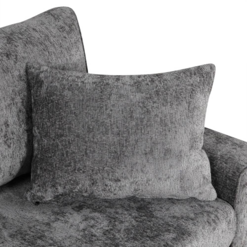 Alt View 2. LUCKY ONE - 112.2" Pull-Out Sectional Sofa Bed w/ Storage Ottoman 3 Pillows USB Ports Power Sockets - Grey.