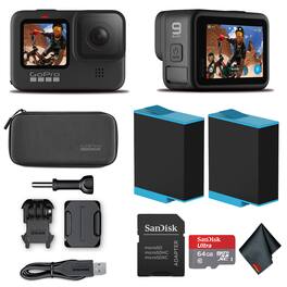 GoPro - HERO9 Black - Waterproof Action Camera + 64GB Card and Extra HERO9 Battery