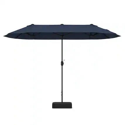 Front. Gymax - Gymax 13FT Double-sided Patio Umbrella w/ Crank Handle Umbrella Base Safety Lock Navy - Navy.