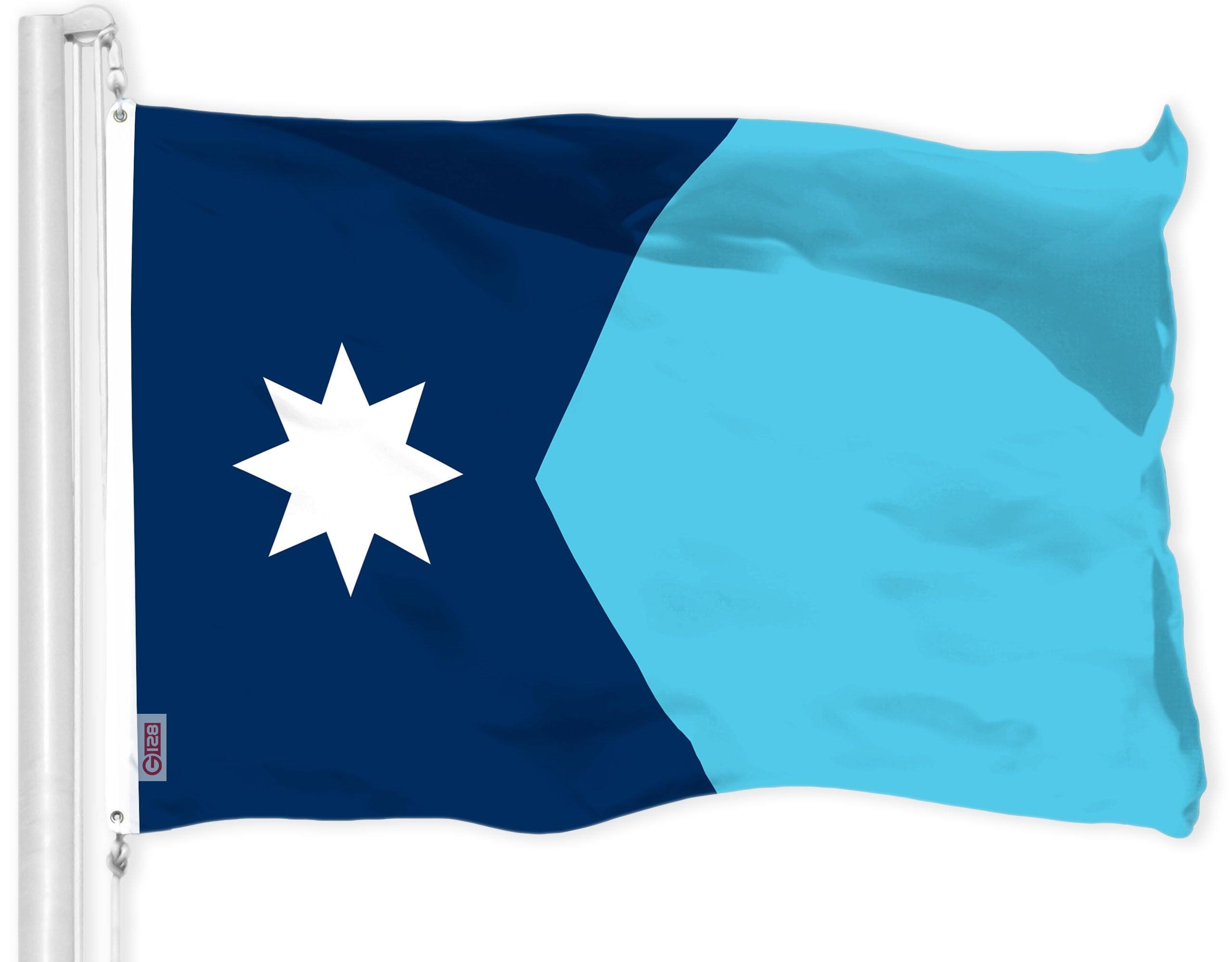 Front. G128 - Minnesota State Flag 3x5 ft 150D Polyester with Brass Grommets - Blue.