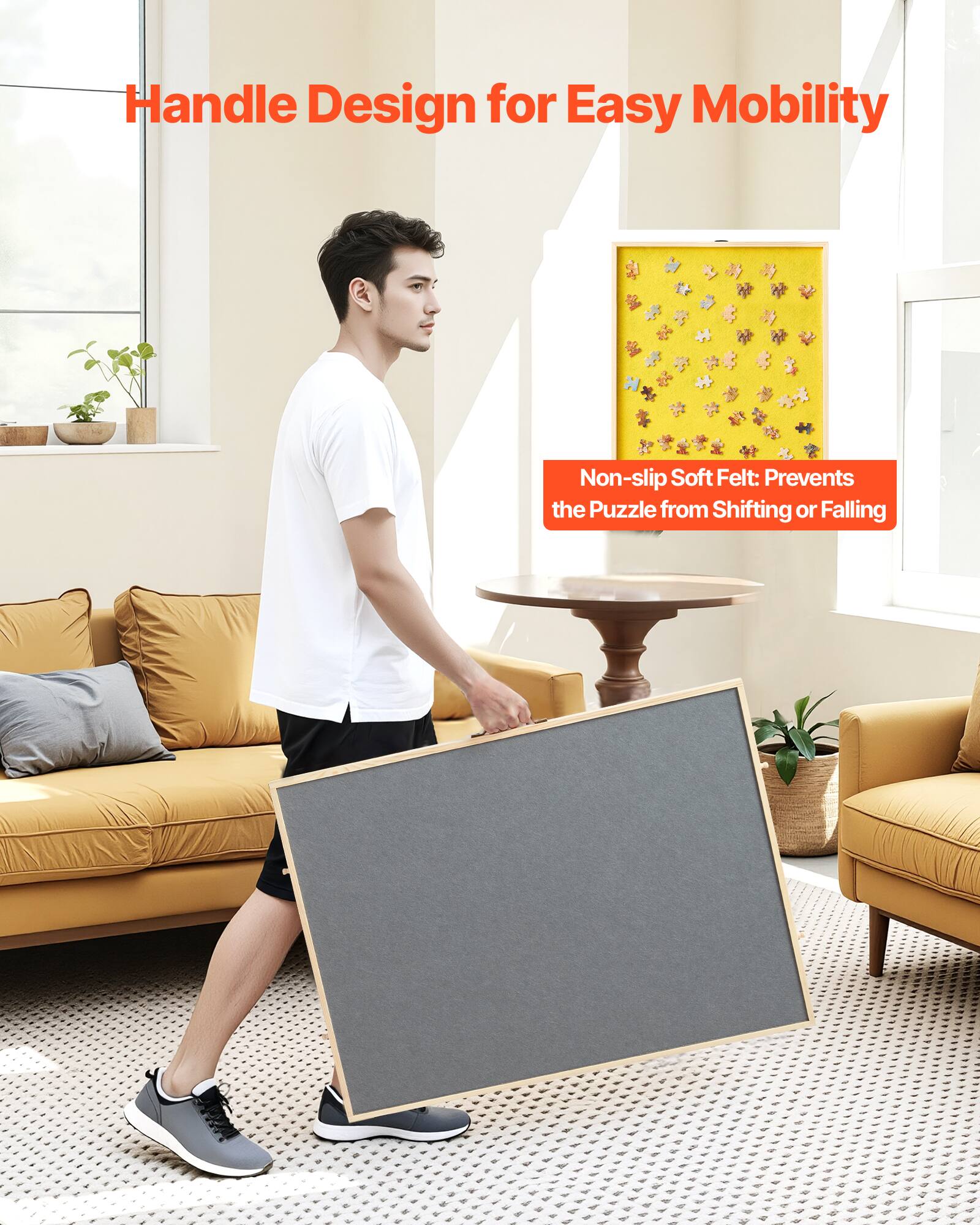 Handle Design for Easy Mobility, Non-slip Soft Felt: Prevents the Puzzle from Shifting or Falling