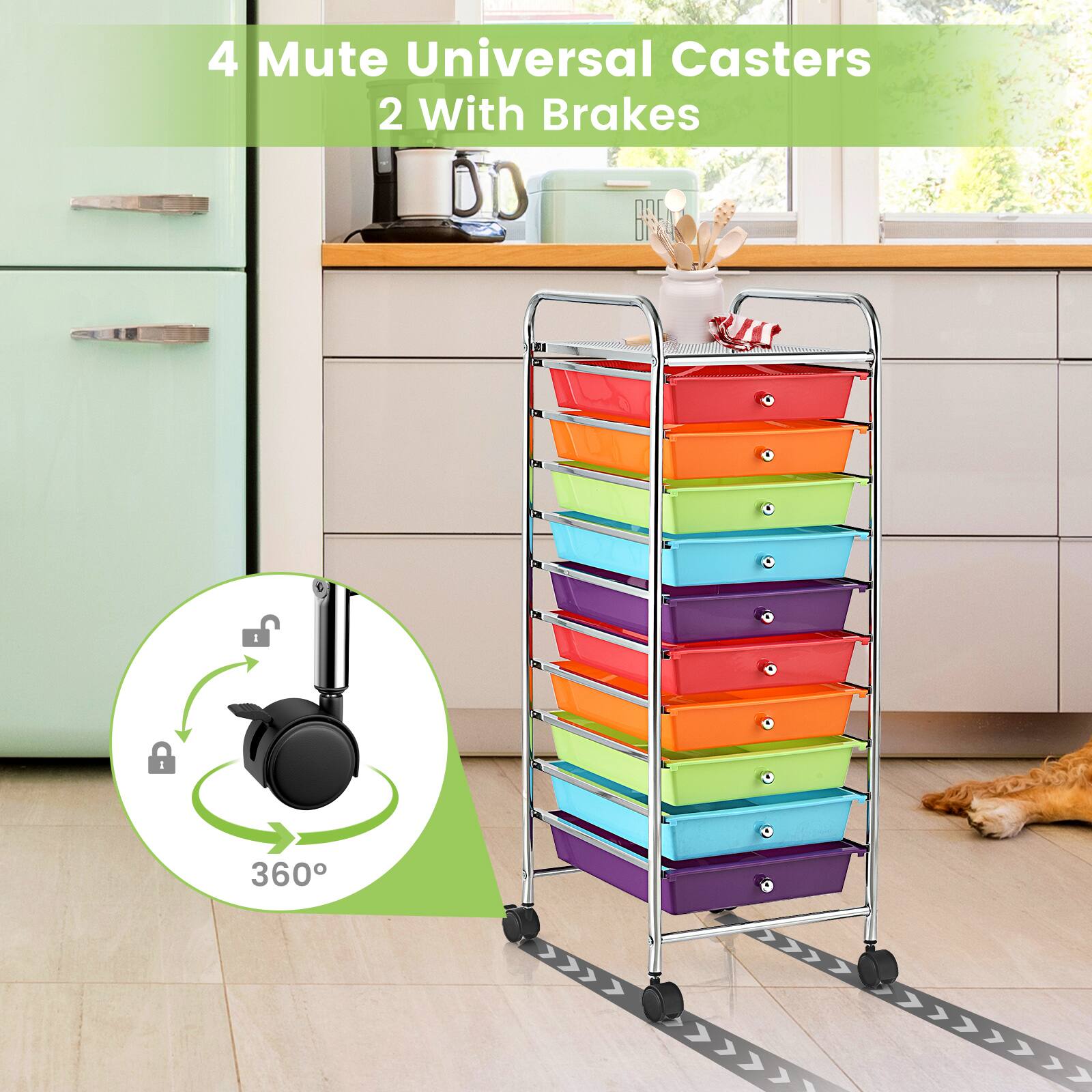 "4 Mute Universal Casters 2 With Brakes DO: 360"