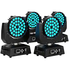 Topteng - 4 Packs 360W RGBW Zoom Moving Head -36x10W 4-in-1 LED Wash Light, DMX512 Control, 540° Pan/265° Tilt, for Stage DJ Party