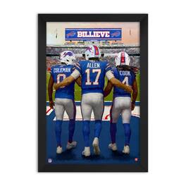 Sporticulture - Keon Coleman, Josh Allen & James Cook Buffalo Bills Framed Three-Player Art Print - Blue