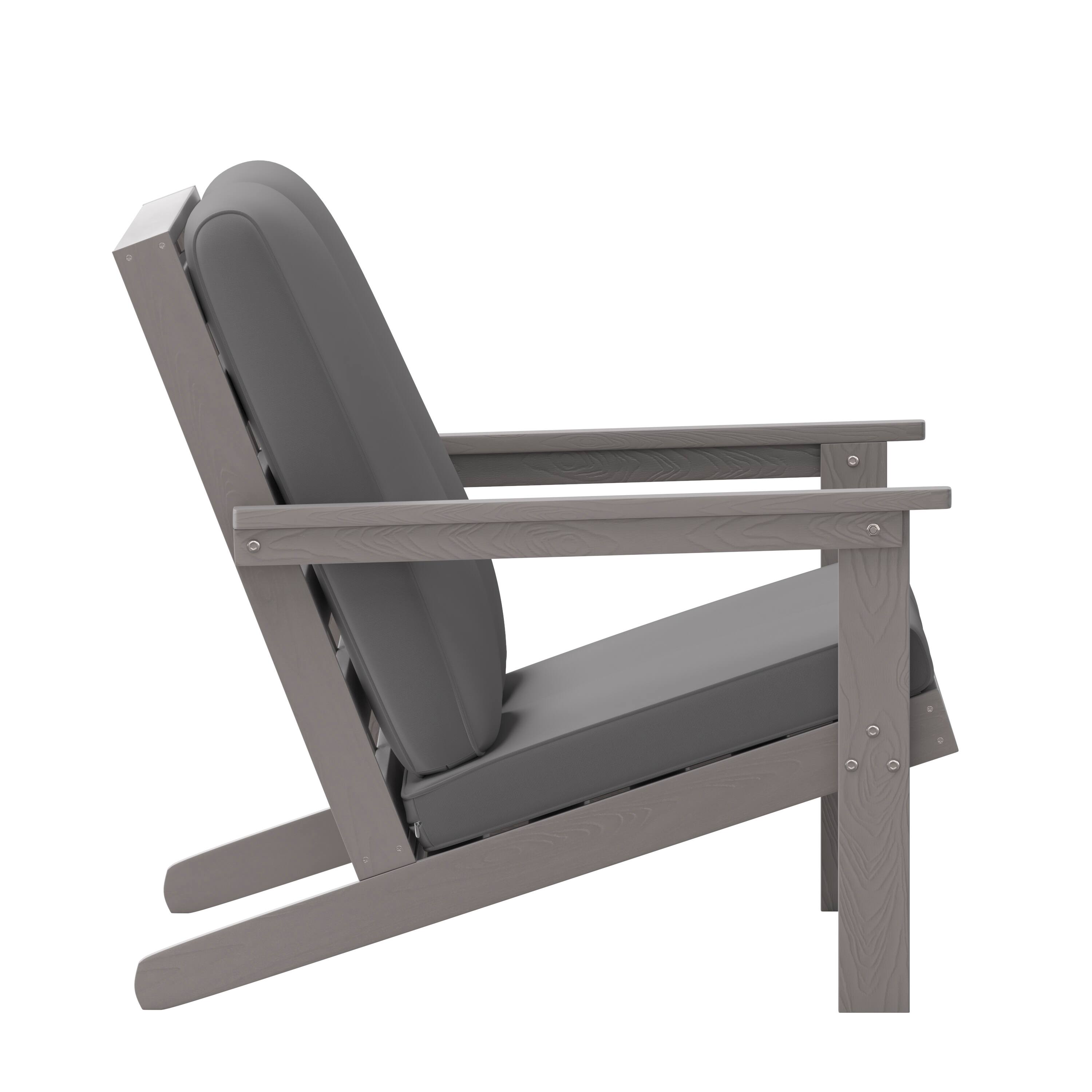 Alt View 8. Emma + Oliver - Hammond All-Weather Polyresin Adirondack Loveseat with Deep Seat and Comfortable Back & Seat Cushions - Gray Cushions/Gray Frame.