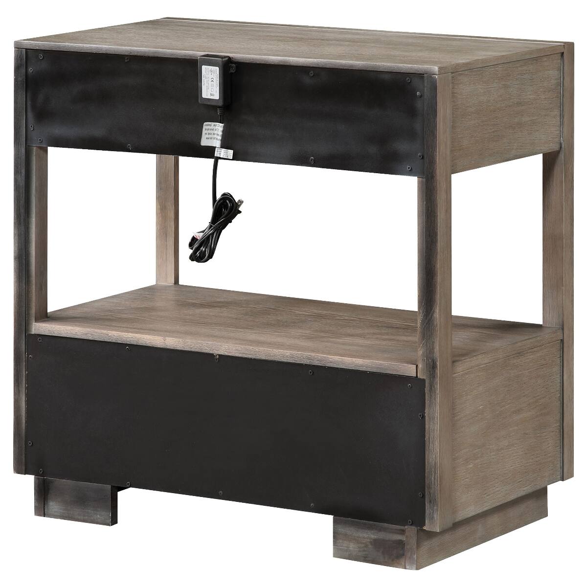 Alt View 4. Loheer - Loheer Taupe Oak Two Drawer Nightstand with Open Shelf, 30 Inch Wide - Taupe Oak.
