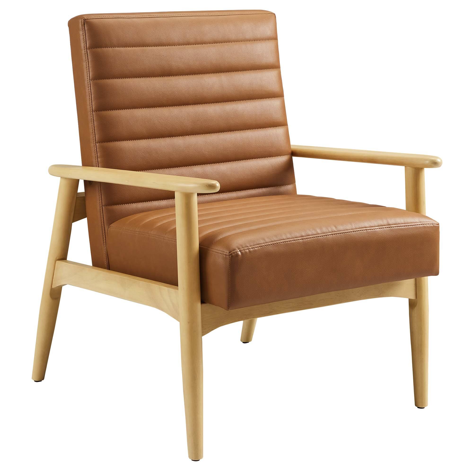 Angle. Modway - Jensen Vegan Leather Accent Chair by Modway - Natural Tan.