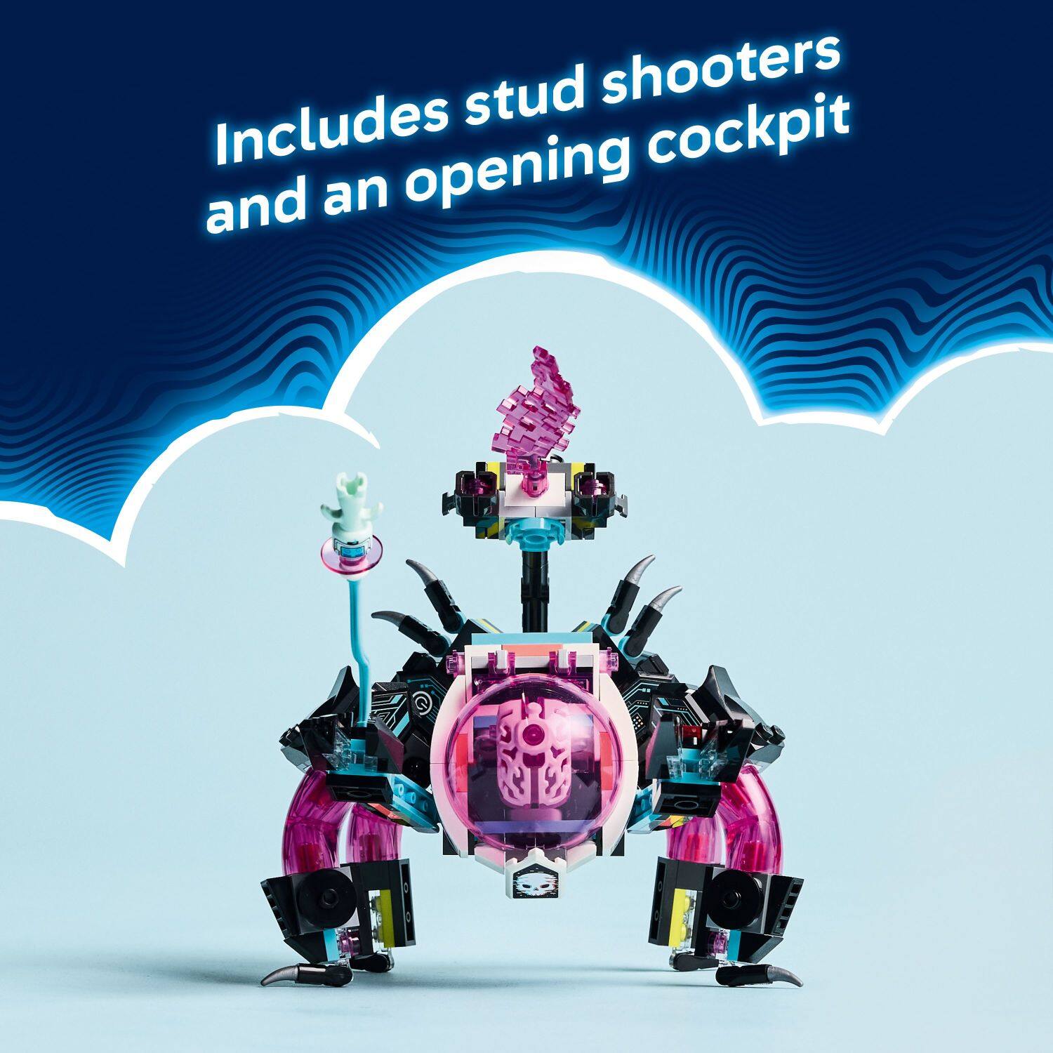 Includes stud shooters and an opening cockpit