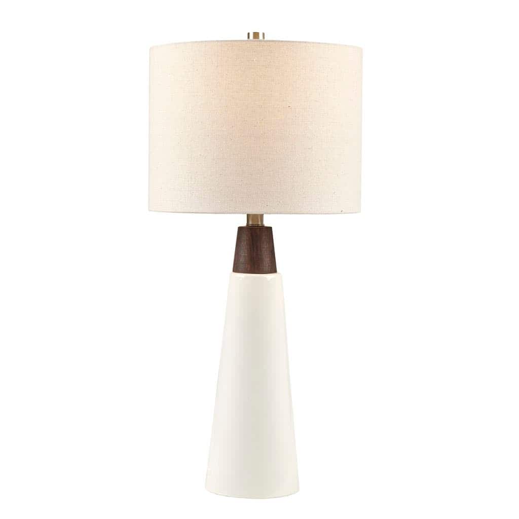 Luckbyte - Triangular Ceramic Wood Table Lamp