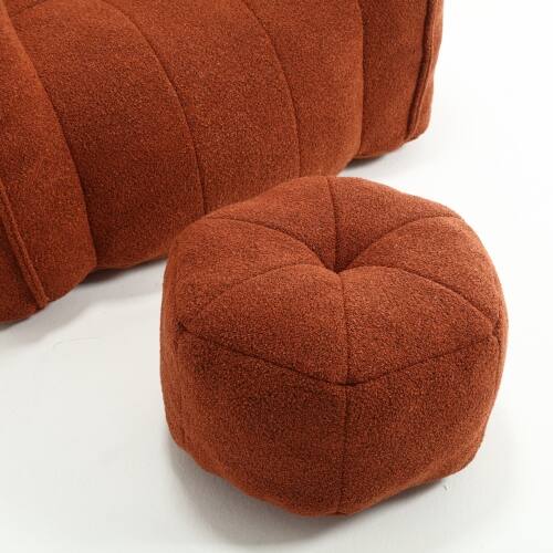 Alt View 7. GOODSILO - Premium Square Bean Bag Sofa with Footstool for Ultimate Relaxation in Living Room and Bedroom - Red+Brown.