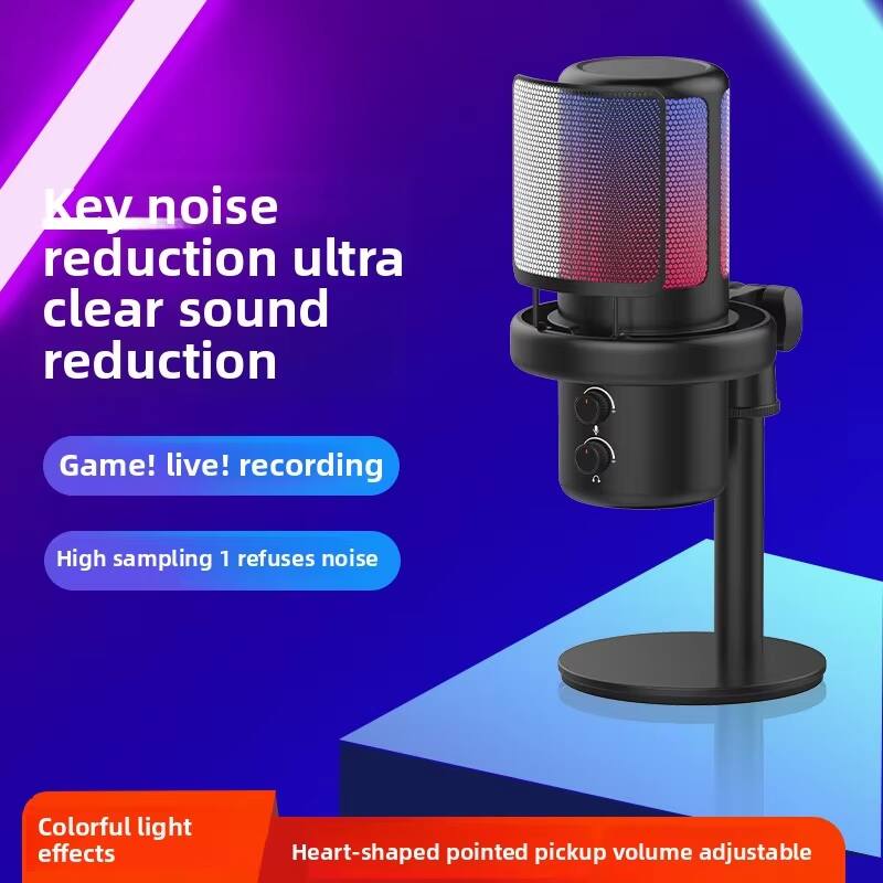 Key noise reduction ultra clear sound reduction  
Game! live! recording  
High sampling 1 refuses noise  
Colorful light effects  
Heart-shaped pointed pickup volume adjustable