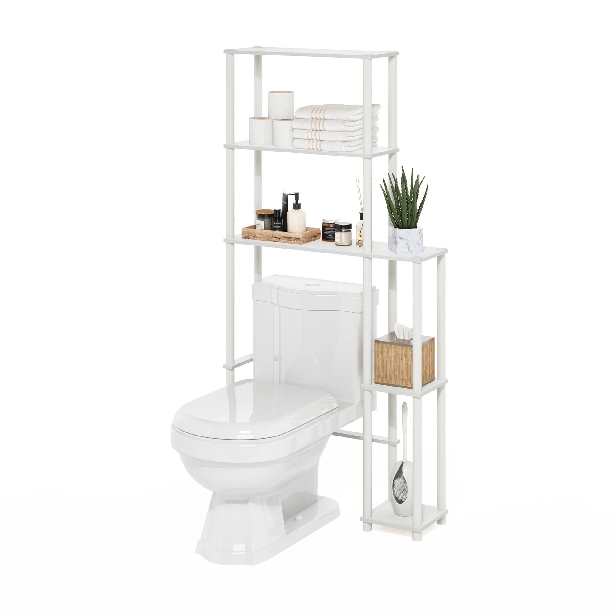 Alt View 3. Furinno - Turn-N-Tube Toilet Space Saver with 5 Shelves - White/White.