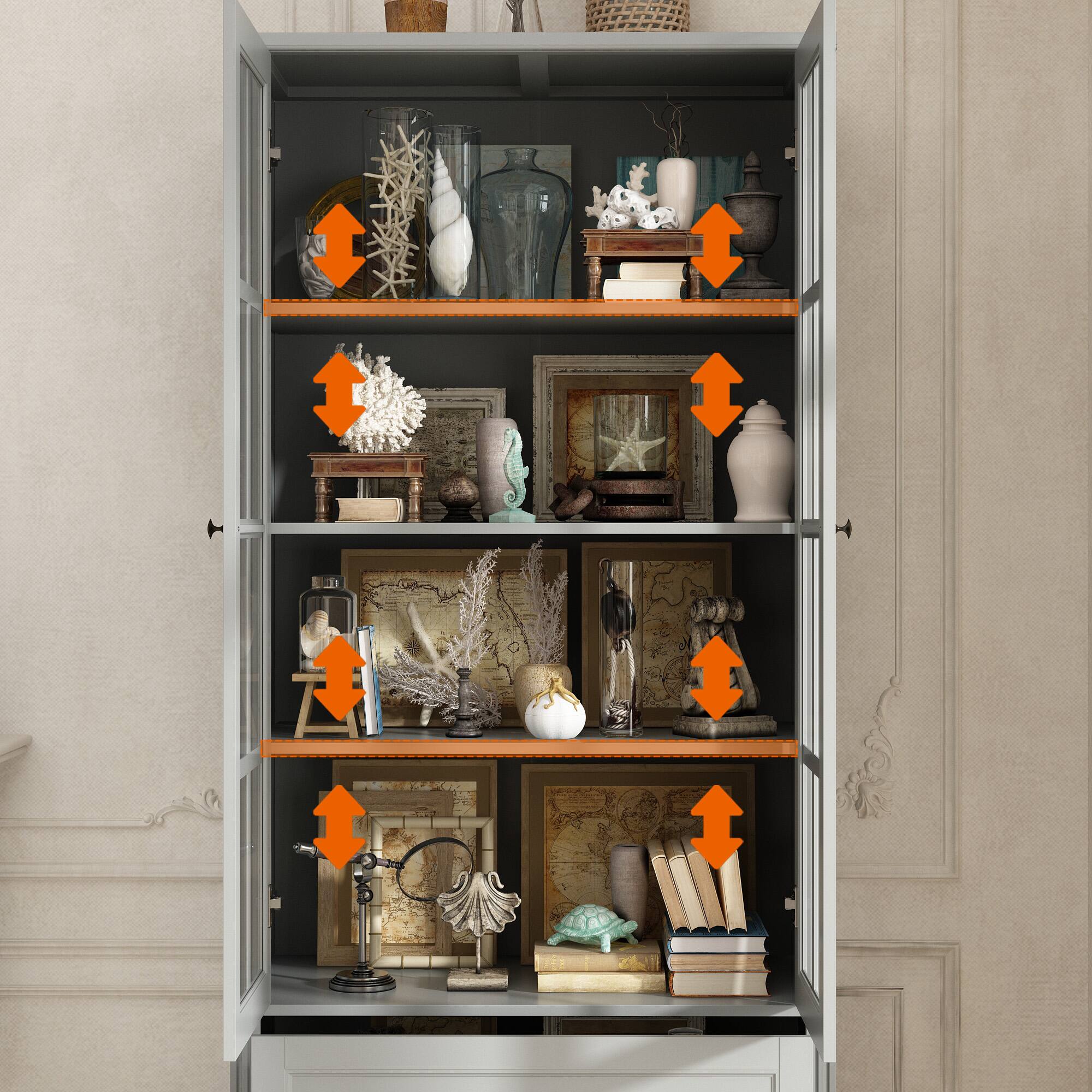 Alt View 4. Famapy - Famapy Minimalist Home Storage Cabinet - Double Glass Doors with Drawers, A Must - Have for Clutter Organization - Gray.