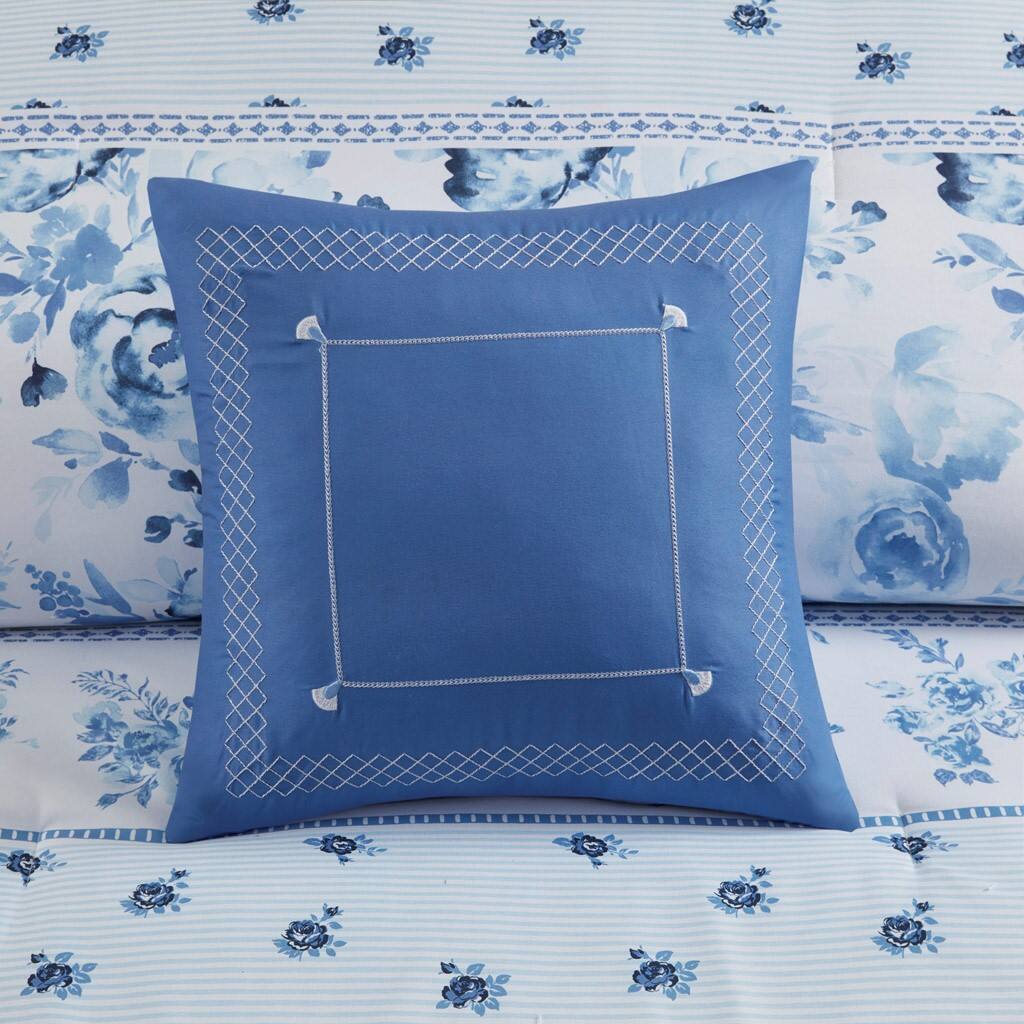 Alt View 3. Gracie Mills - Gracie Mills Alejandra Floral Striped Comforter Set - Blue.
