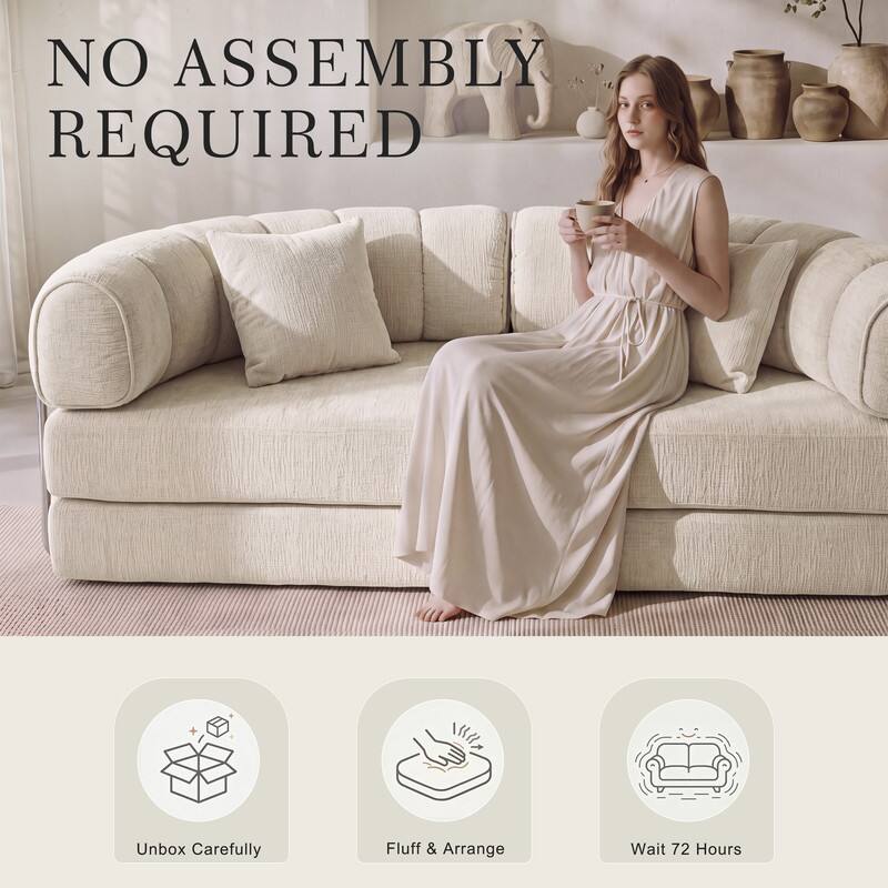 NO ASSEMBLY REQUIRED

Unbox Carefully
Fluff & Arrange
Wait 72 Hours