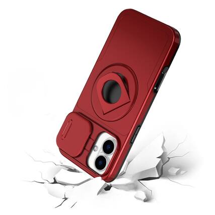 Front. Kitcheniva - Full Protection Phone Case With 360 Stand Magnetic Circle Tempered Glass For iPhone 17 Red - Red.