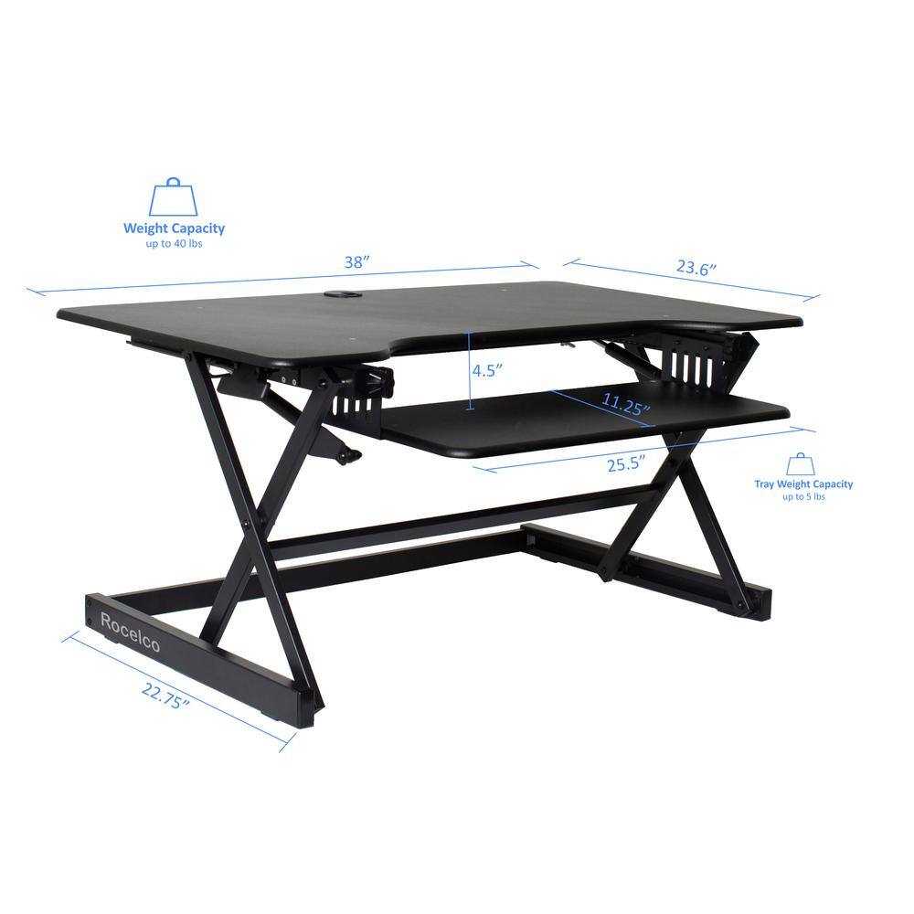 Weight Capacity up to 40 lbs  
38"  
23.6"  
4.5"  
11.25"  
25.5"  
Tray Weight Capacity up to 5 lbs  
Rocelco  
22.75"