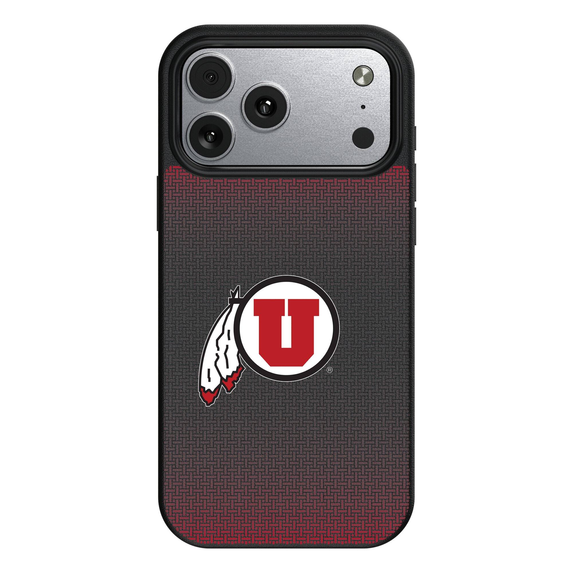 Front. Keyscaper - Utah Utes Linen Logo iPhone Magnetic Bump Case - 15 - Black.