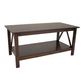 Sunnydaze - Solid Pine Coffee Table with Shelf - 43.5 in - Dark Brown