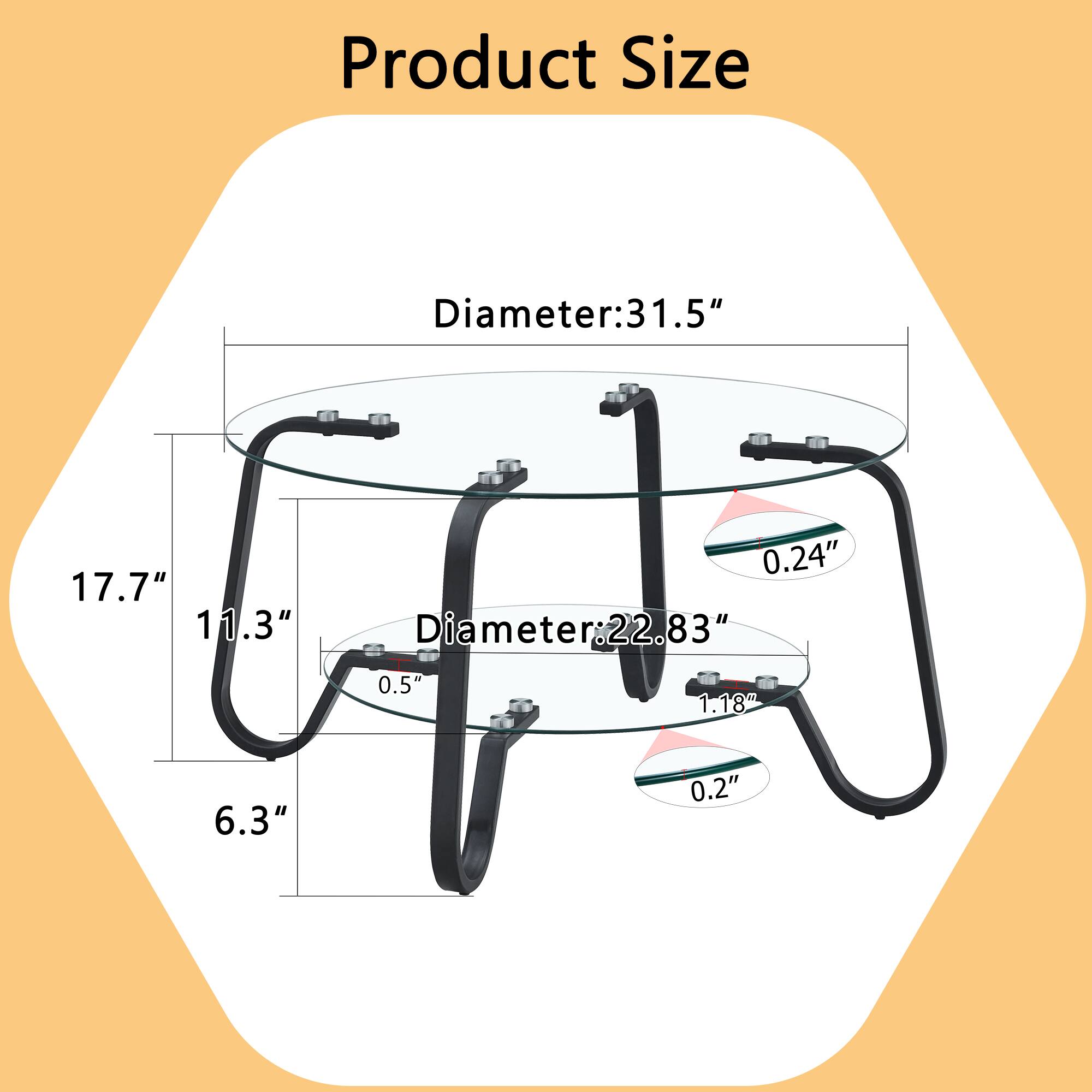 Product Size  
Diameter: 31.5"  
17.7"  
11.3"  
0.24"  

Diameter: 22.83"  
1.18"  
6.3"  
0.2"